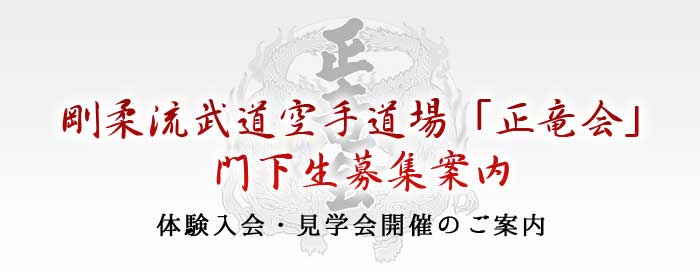 大網白里 土気 空手道場正竜会の無料体験入会や無料見学会のご案内です。